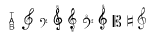 Some of the clefs in the Clef font.